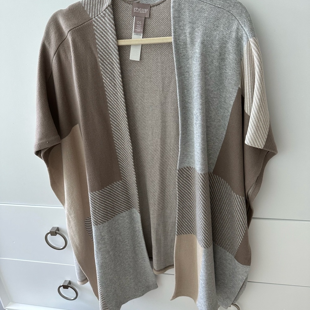 Chico Ruana beige grey taupe one size